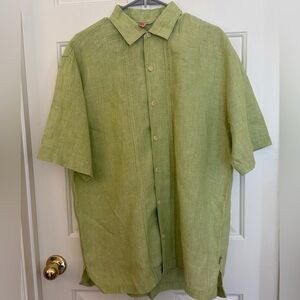 Tommy Bahama Large Lime Green Short-Sleeve Linen Shirt